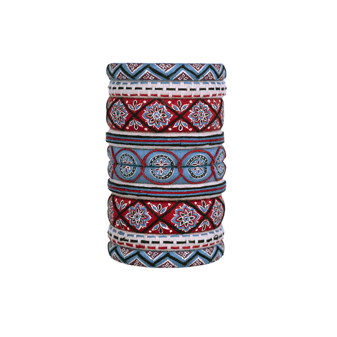 Avani Red & Blue Bangle Set