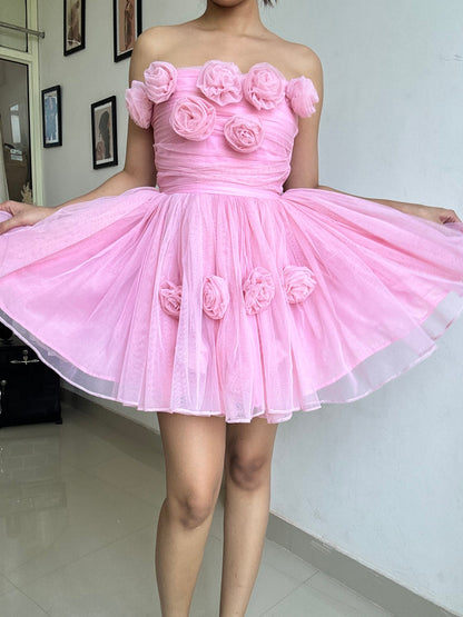 Barbie Pink Flower Short Dress