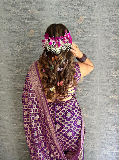 Bandhej Purple Sharara Set