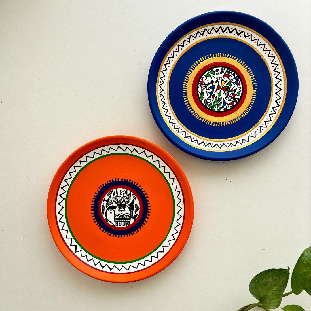 Handpainted Terracotta Wallplates Set of Two