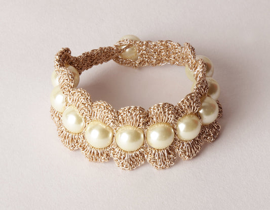 Handmade Metallic Finish Pearl Bracelet