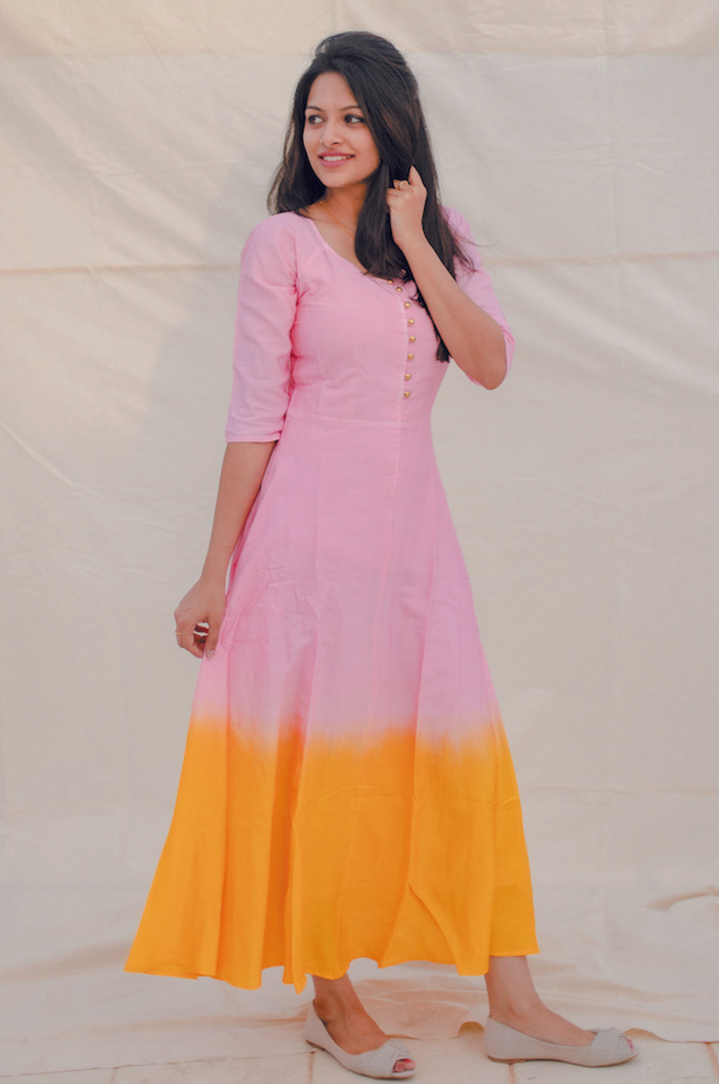 Sunset Tulip Ombre Flared Dress