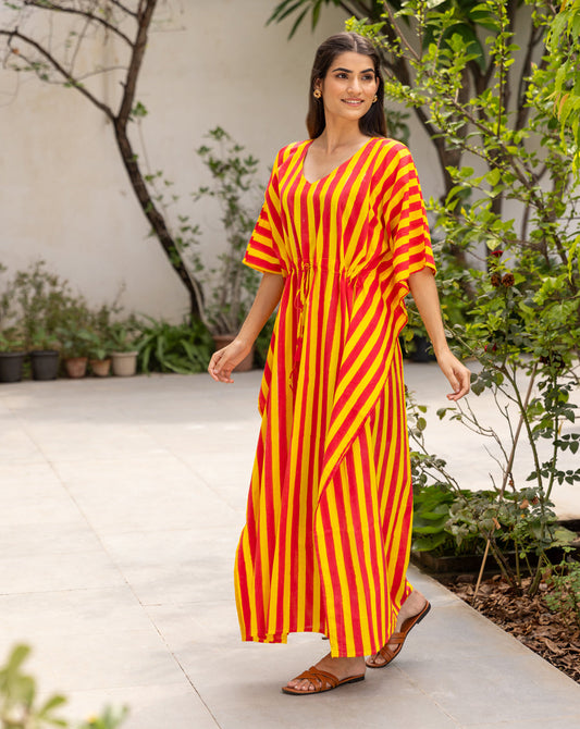 Bandstands Hand Block Printed Cotton Kaftan