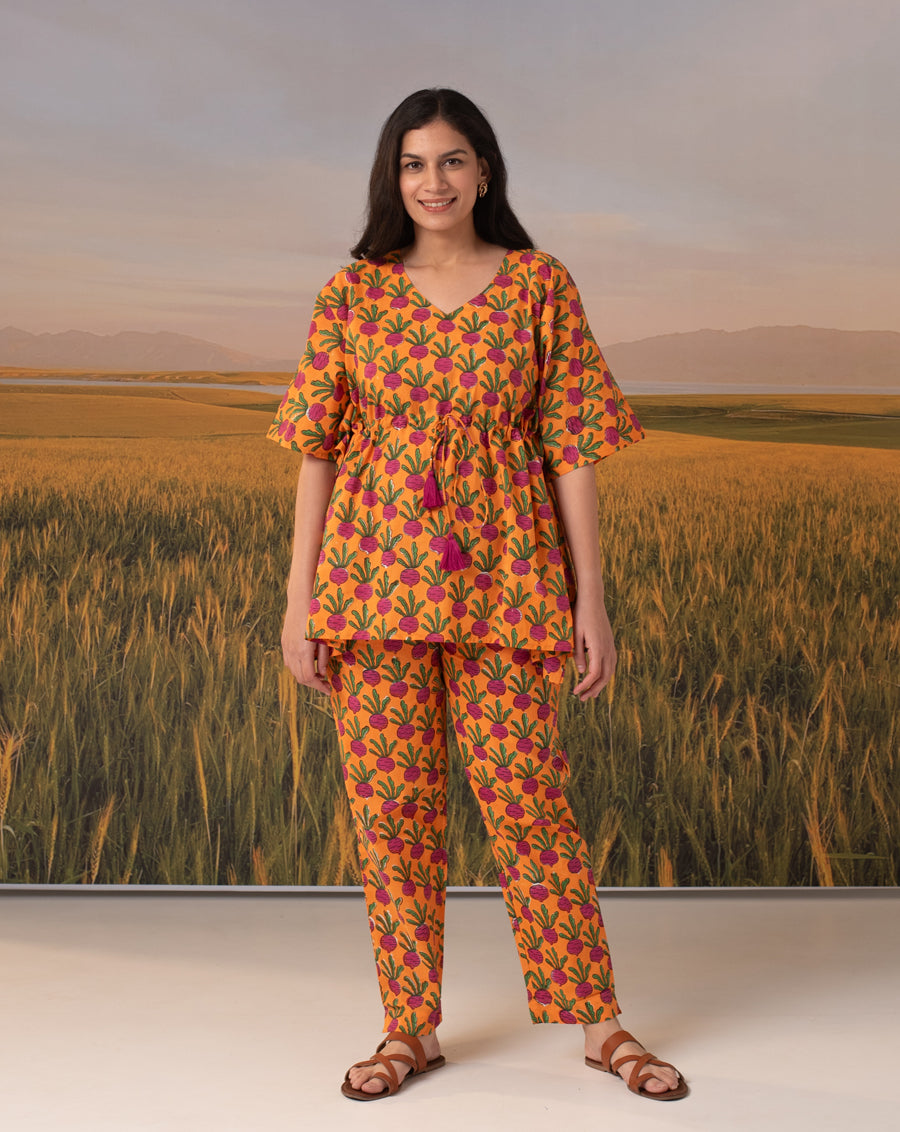 Beet-the-Root Narangi Chill Jams Cotton Co-ord Set