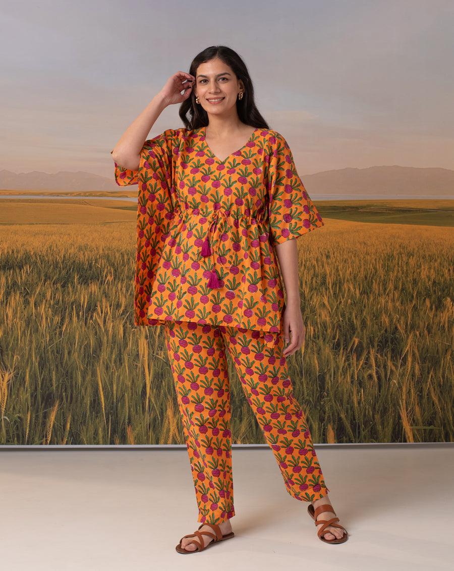 Beet-the-Root Narangi Chill Jams Cotton Co-ord Set