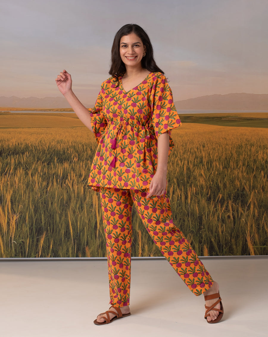 Beet-the-Root Narangi Chill Jams Cotton Co-ord Set