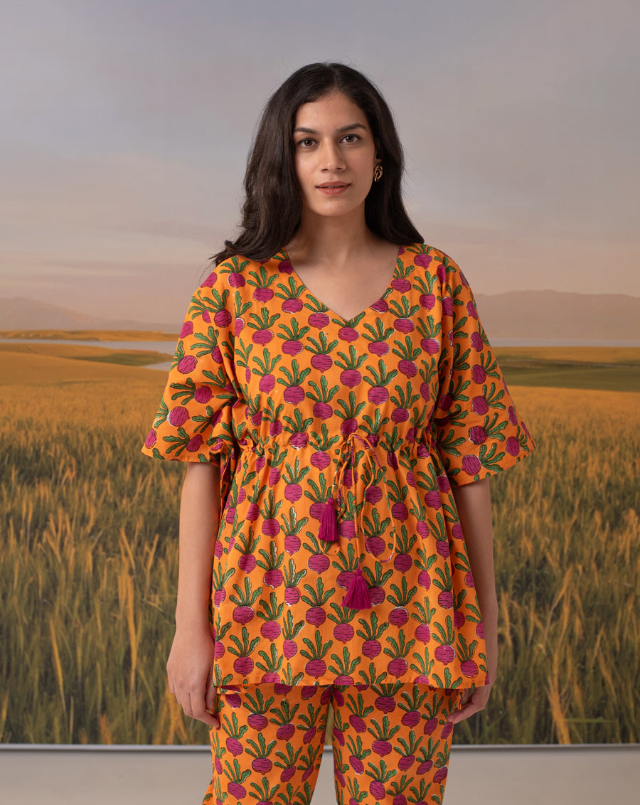 Beet-the-Root Narangi Chill Jams Cotton Co-ord Set