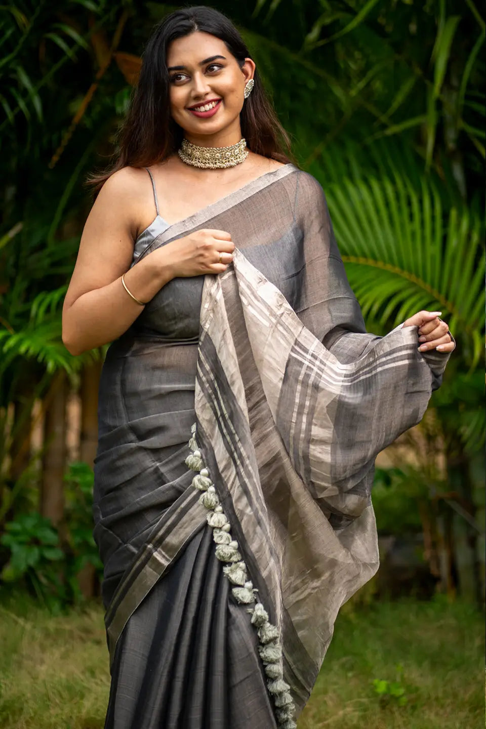 Tissue Silk Saree With Tassels
