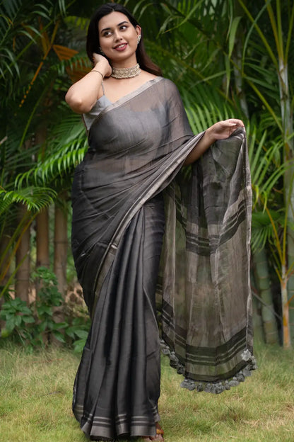 Tissue Silk Saree With Tassels