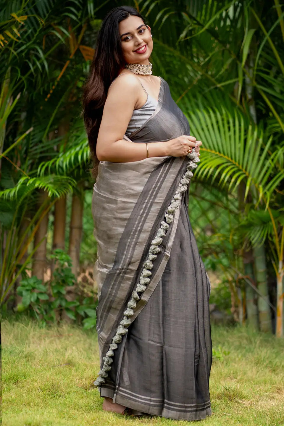 Tissue Silk Saree With Tassels