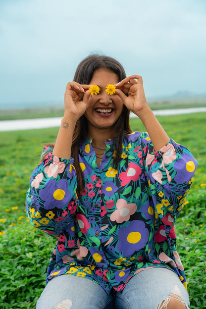 Valley of Flowers Free-size Cotton Shirt