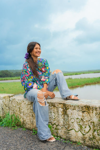 Valley of Flowers Free-size Cotton Shirt