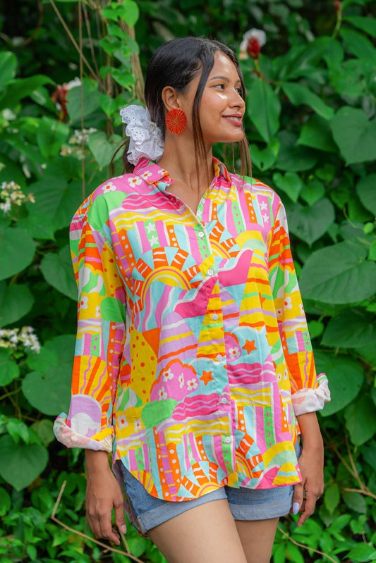 Summer Sorbet Oversized Cotton Shirt