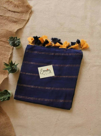 Parallel Universe Gold Stripes Cotton Saree