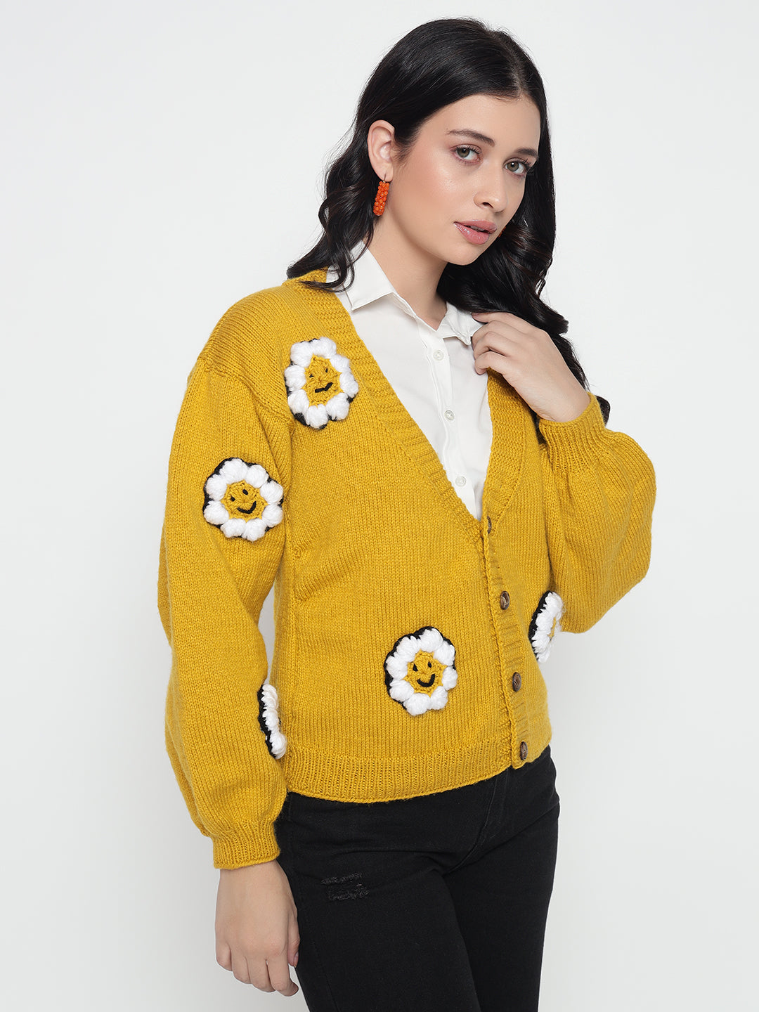 Smiley Mustard Cardigan – Local Nation