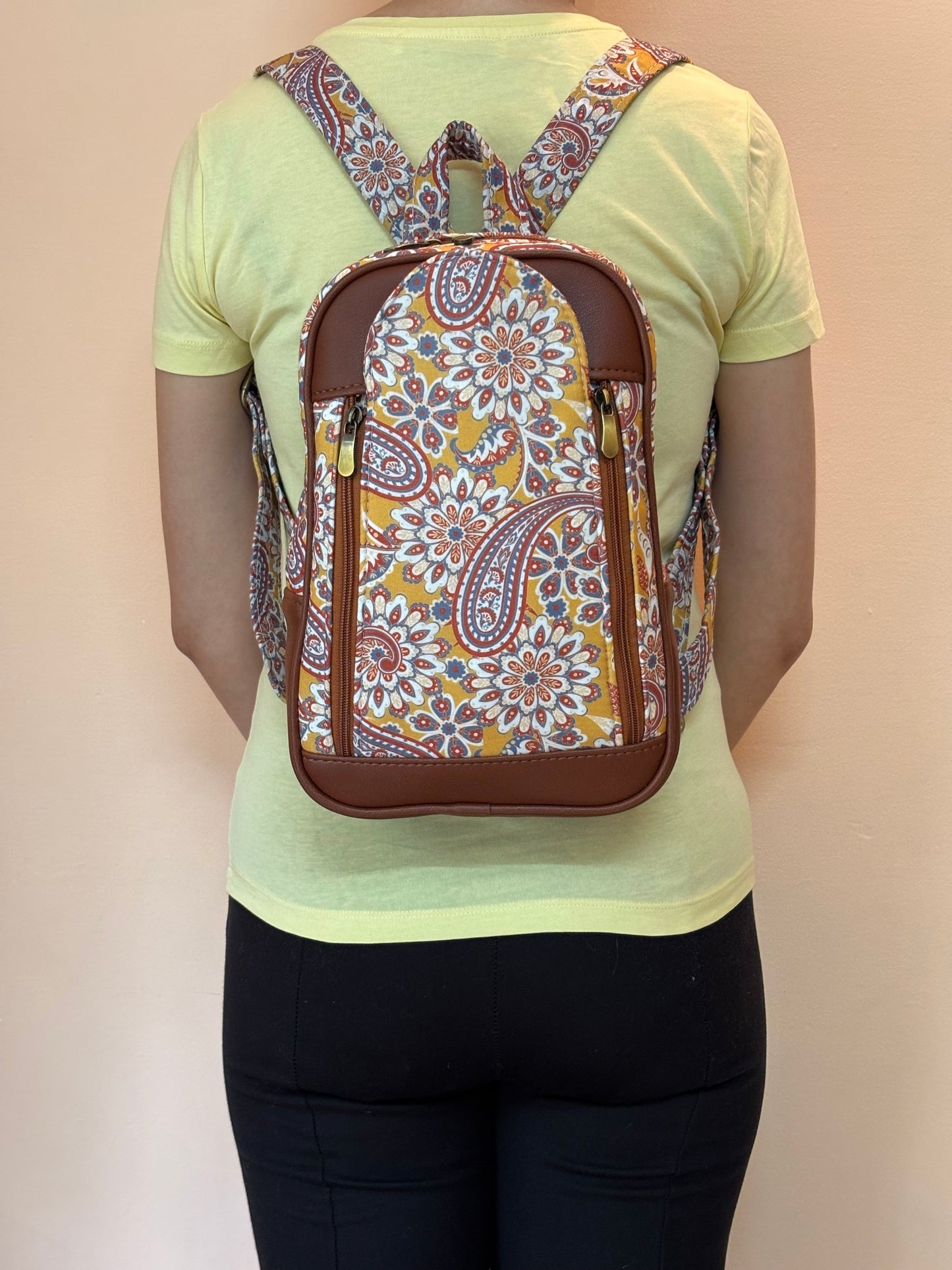 Amber Paisley Handcrafted Backpack