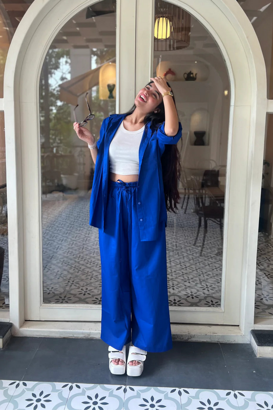 Hot Blue Coord Set In Pants