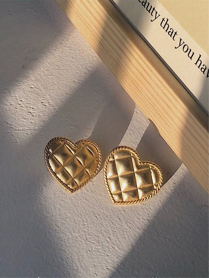 Quilted Heart Studs