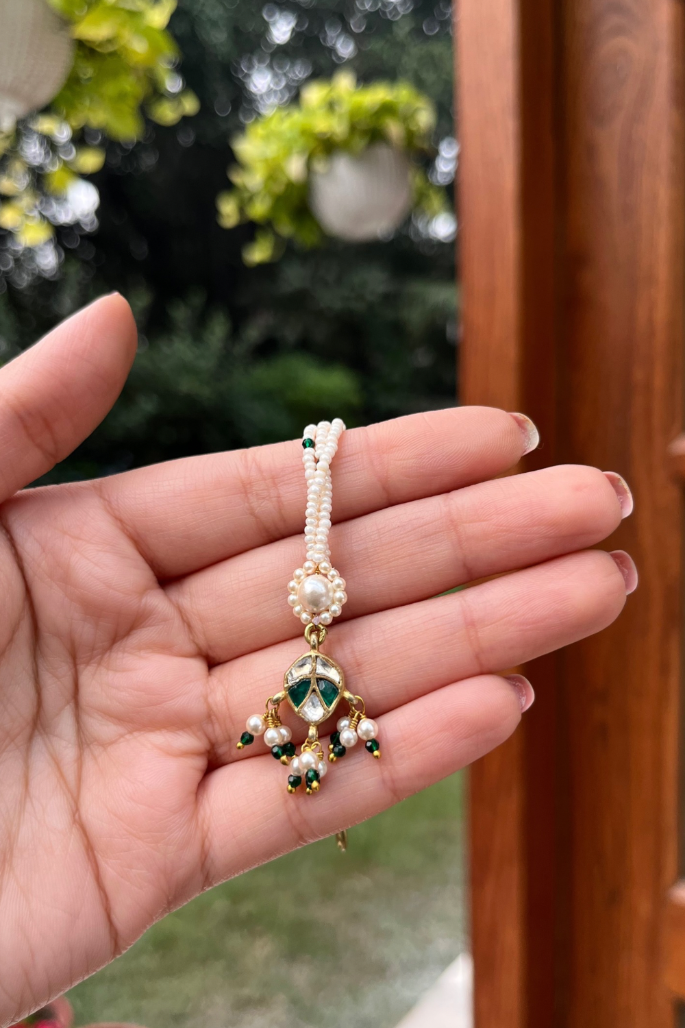 Green Paan Polki Maangtikka