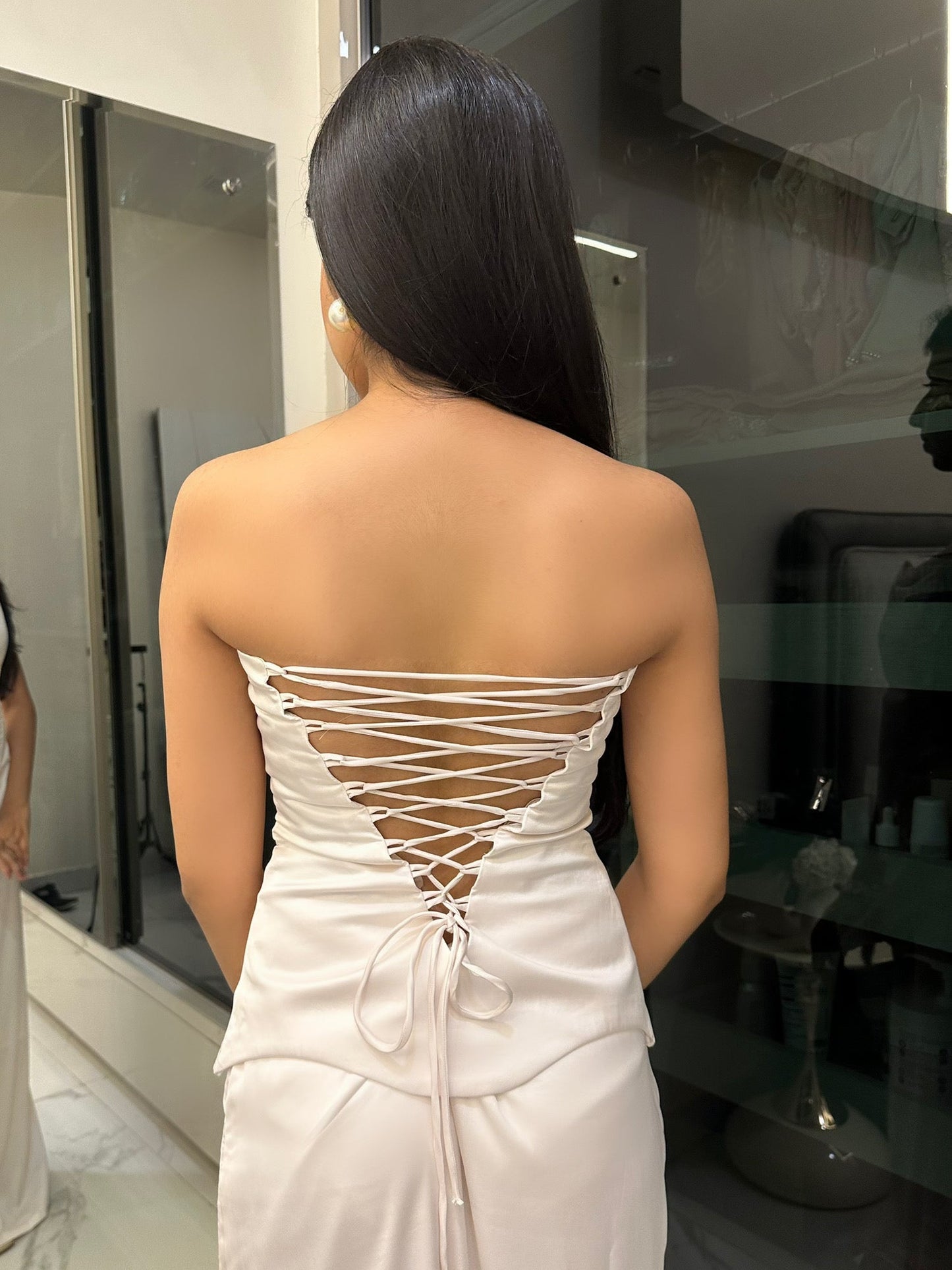 Monica Royal Satin Corset Set