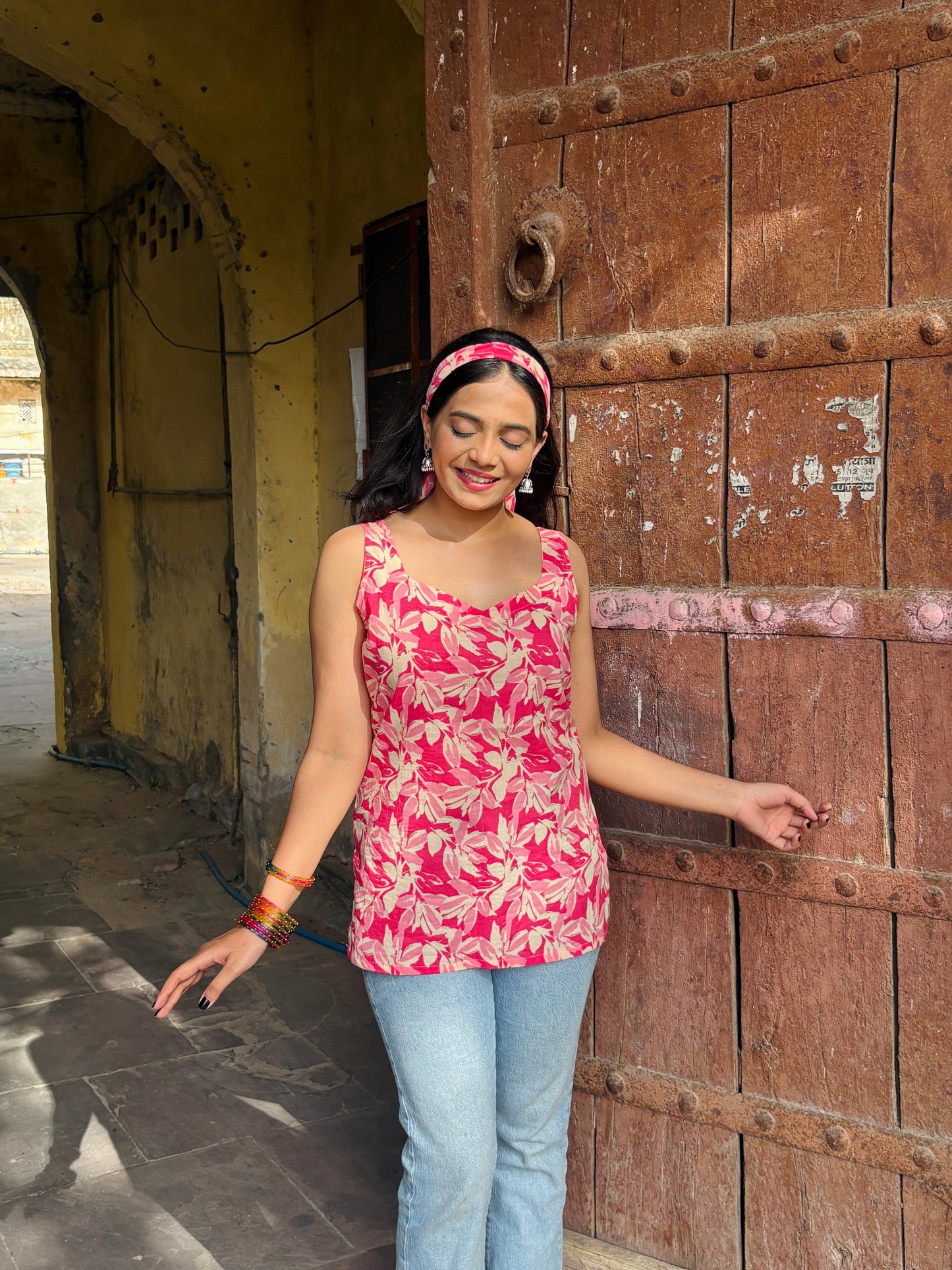 Mohini Cotton Short Kurti with Scarf