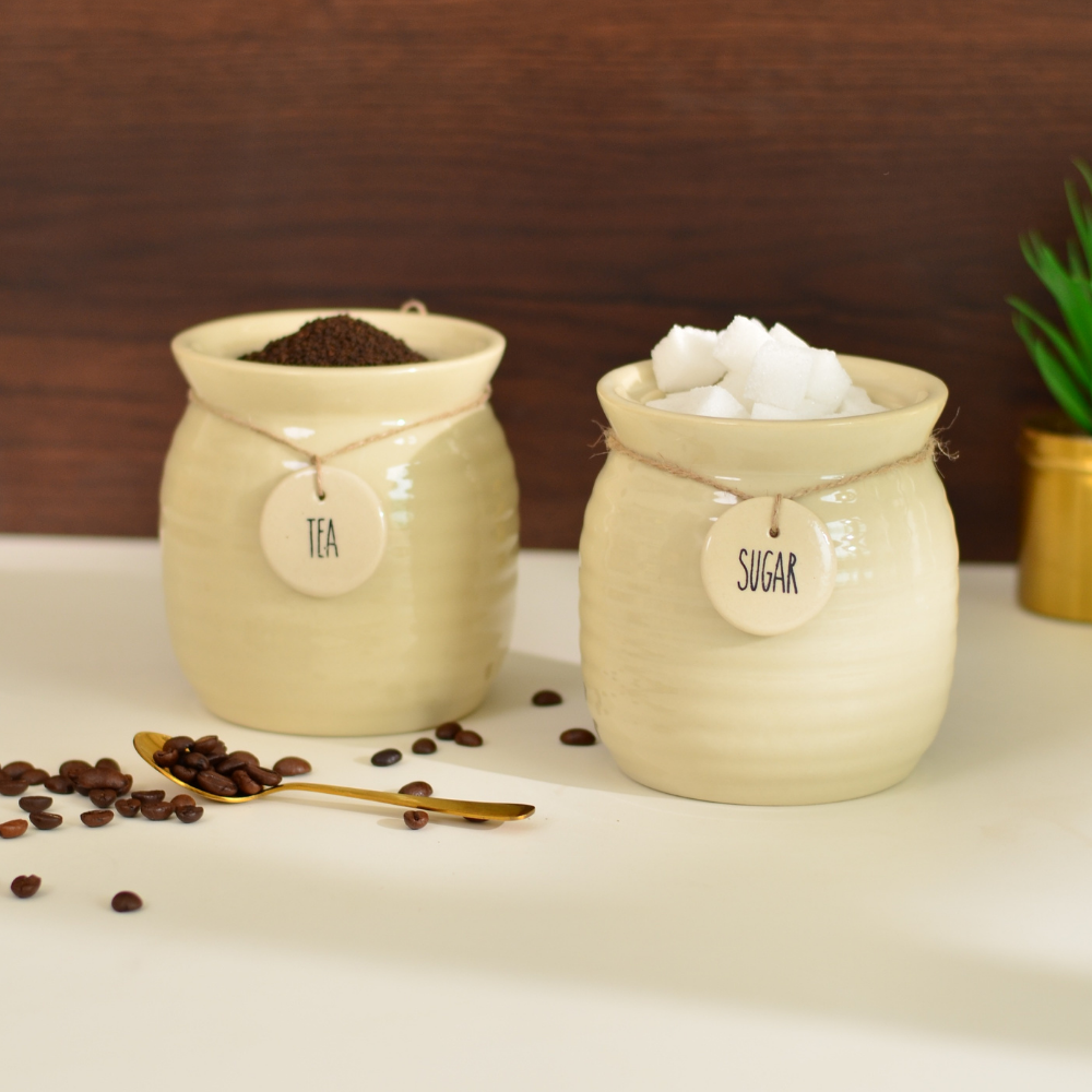 White Ceramic Jar- with airtight lid