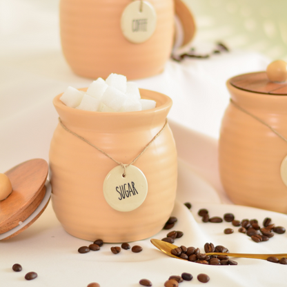 Peach Ceramic Jar- with airtight lid