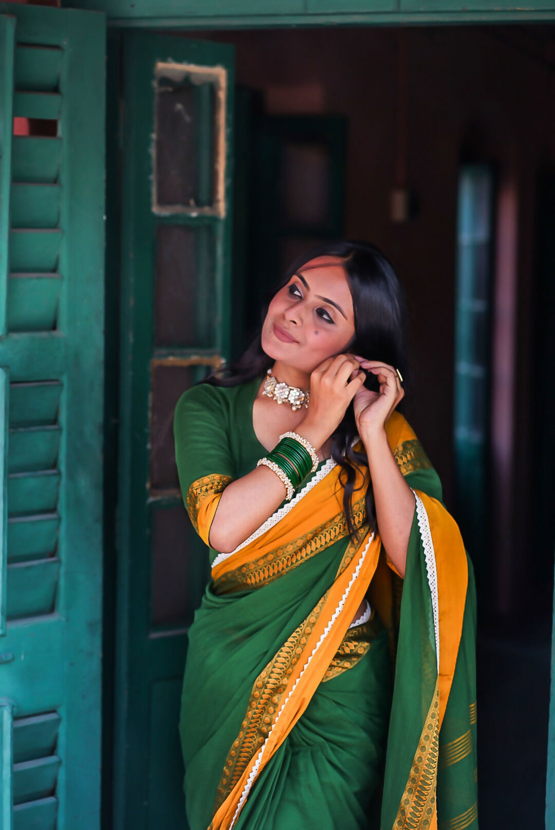 Green Love Pure Handloom Cotton Saree