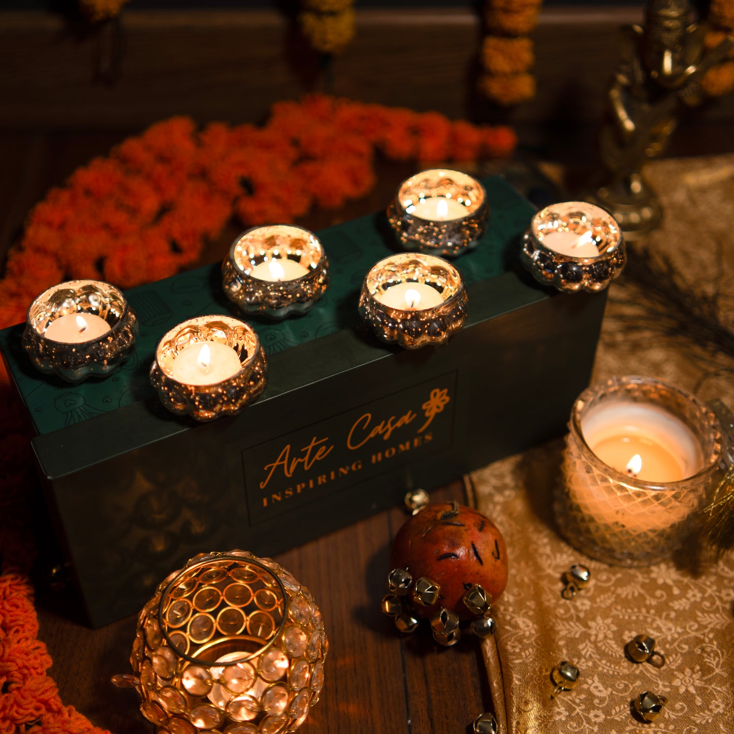 Silver Radiance Tealight Holder Diwali Gift Box