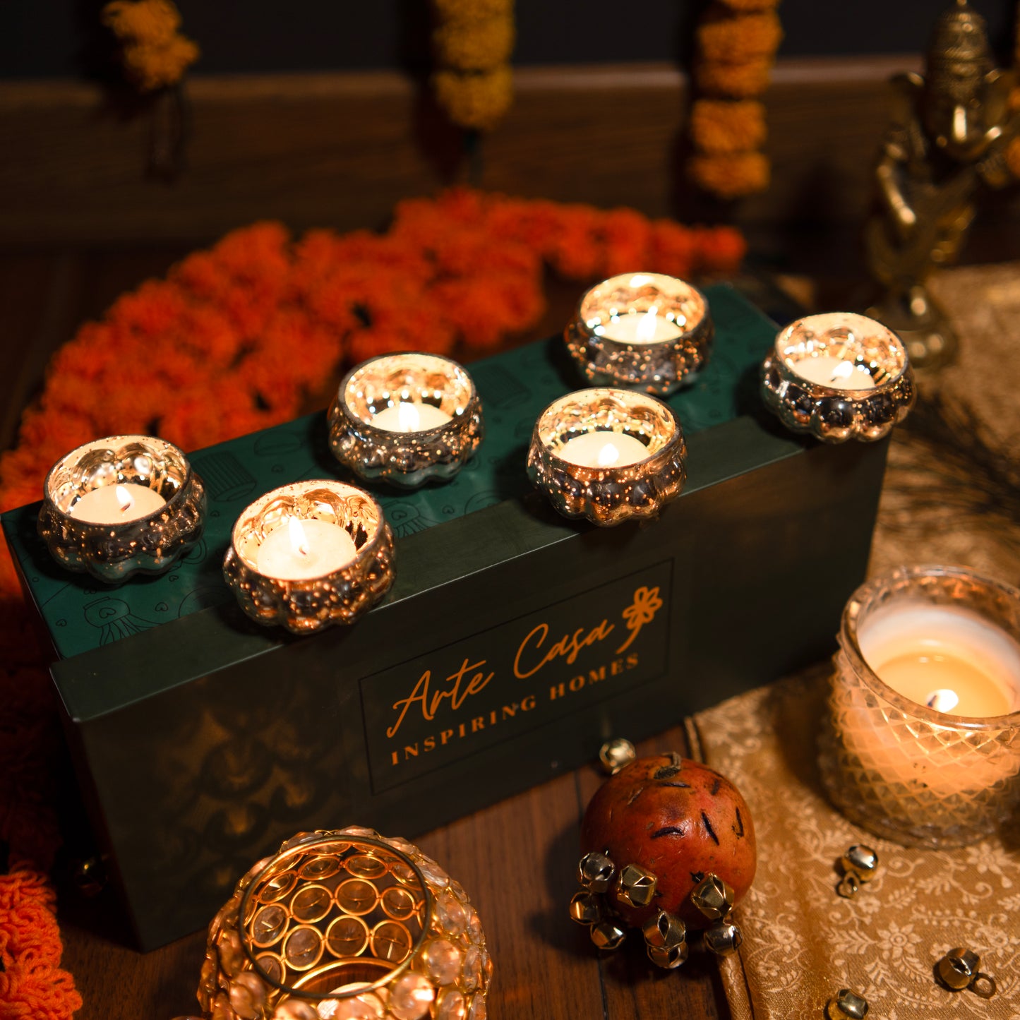 Silver Radiance Tealight Holder Diwali Gift Box