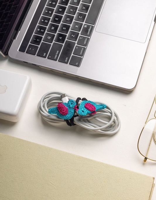 Set of 3 Handcrafted Cable Organizer - Bird