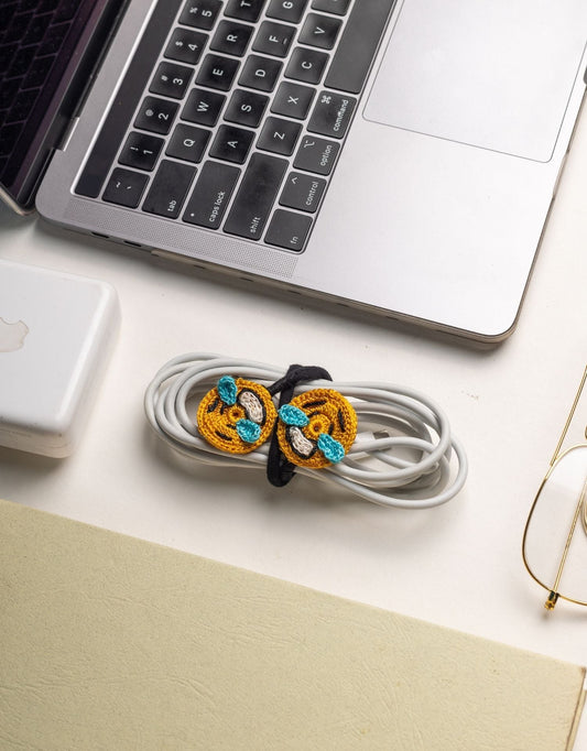 Set of 3 Handcrafted Cable Organizer - Emojis