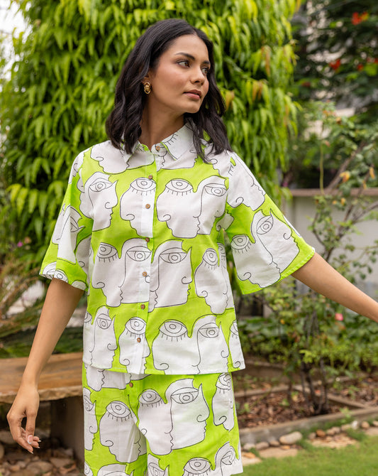 Chehre Shortees - Soft Cotton Shirt & Shorts Set