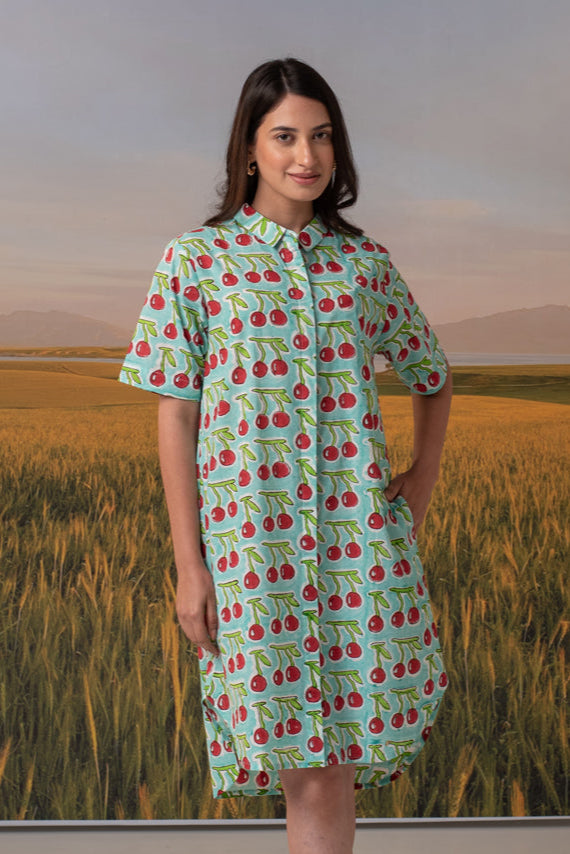 Cherries Short Shirt Dress