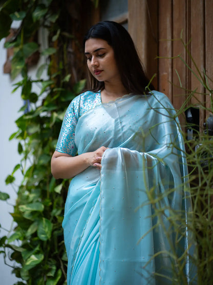 Scallop Border Organza Saree