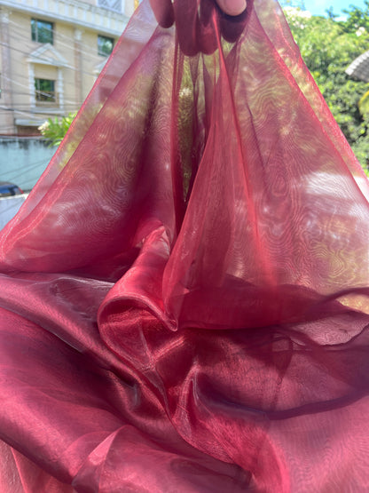 Blood Red Organza Saree