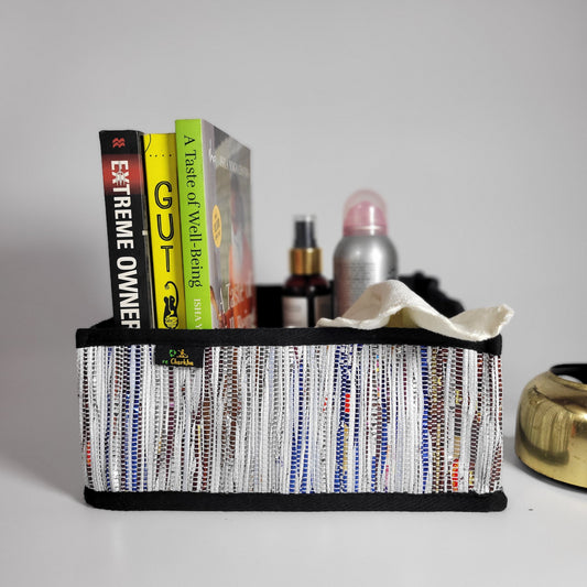 Upcycled Handwoven: Collapsible Storage Basket Small