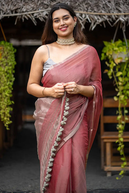 Tissue Silk Saree With Tassels