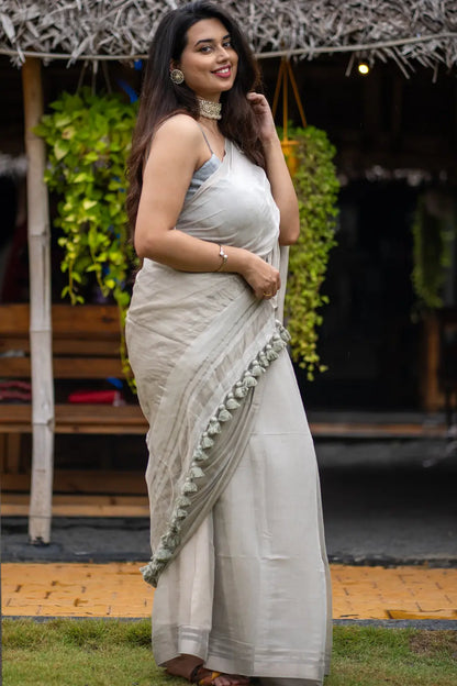 Tissue Silk Saree With Tassels