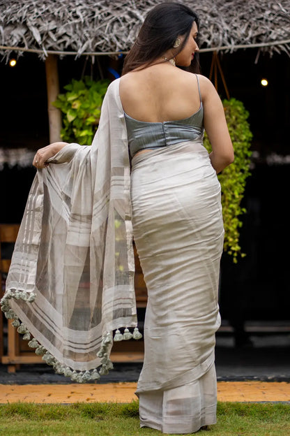 Tissue Silk Saree With Tassels