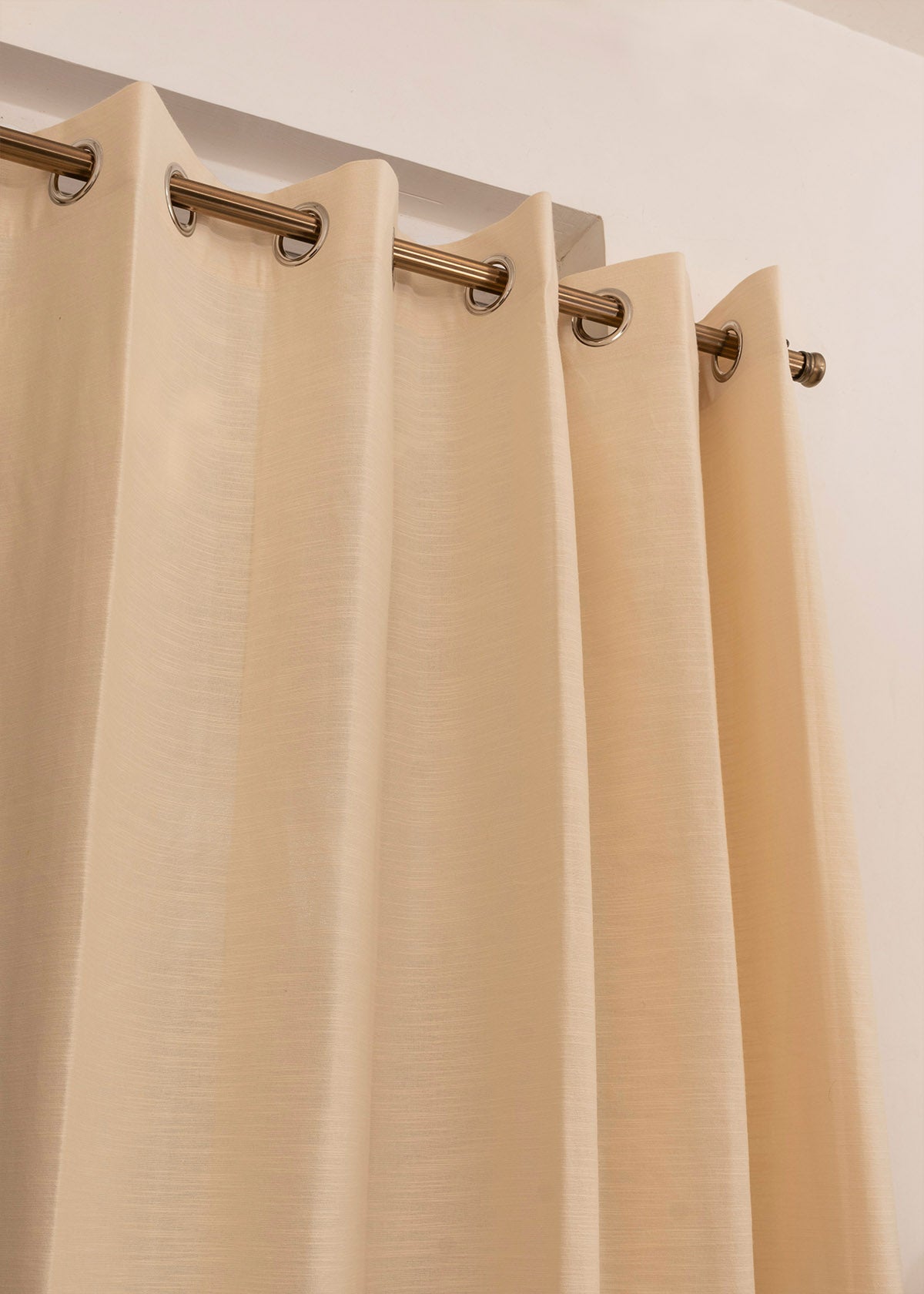 Room Darkening - Solid Cream Cotton Plain Curtain