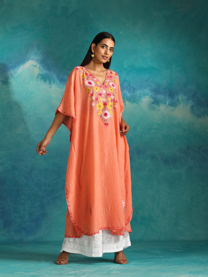 Creamy Peach Kashmiri Kaftan