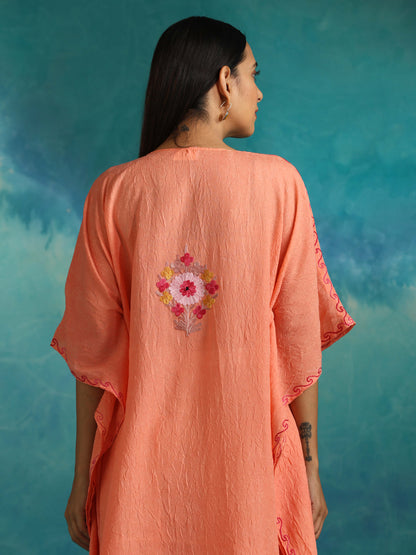 Creamy Peach Kashmiri Kaftan