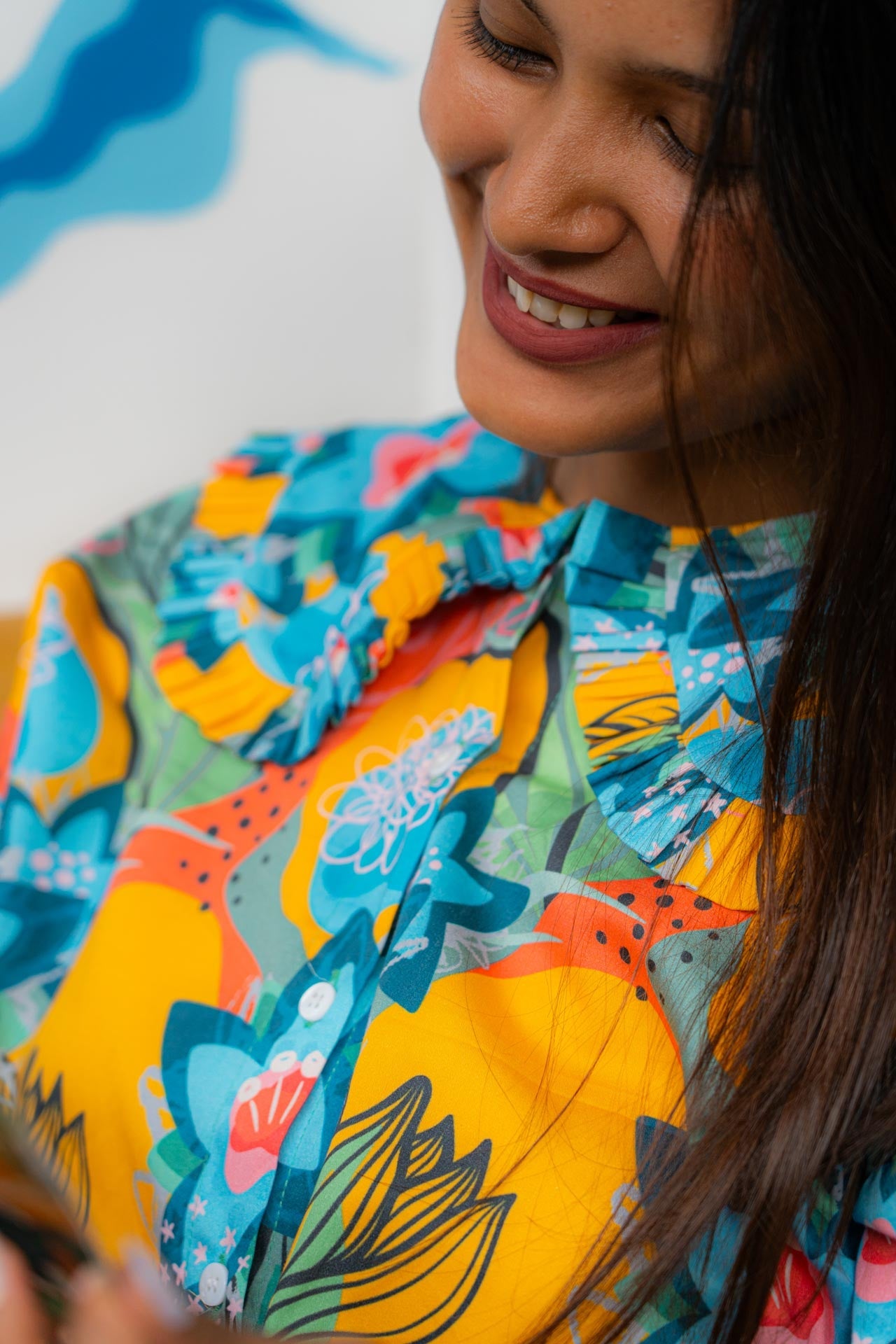 Picnic Date Blooming Love Cotton Collared Top