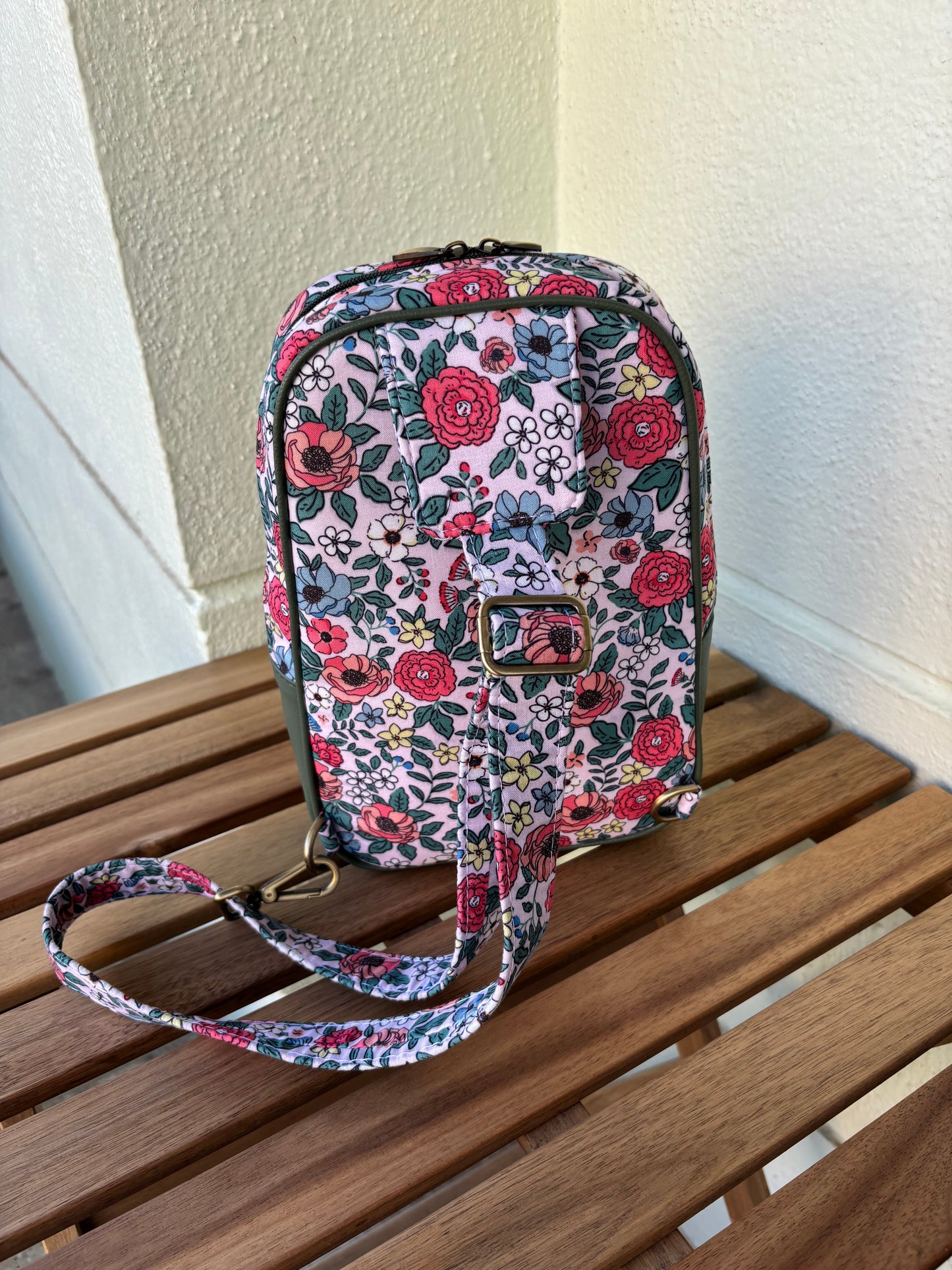 Floral Charm Chest & Back Handcrafted Backpack