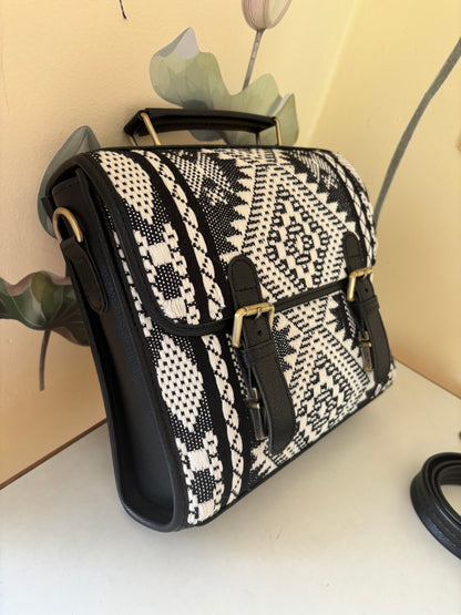 Monochrome Mesa Handcrafted Saddle Bag