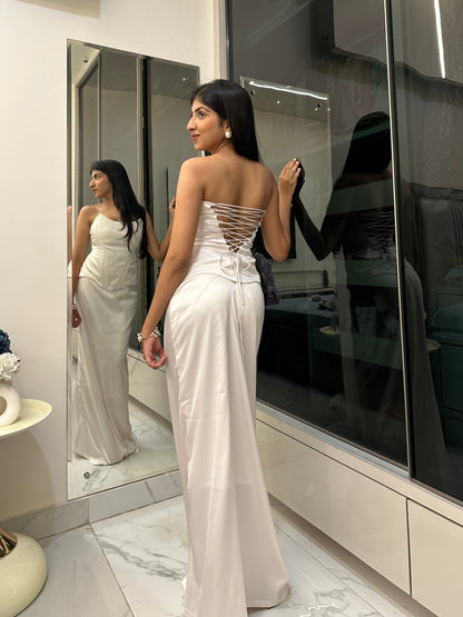 Monica Royal Satin Corset Set