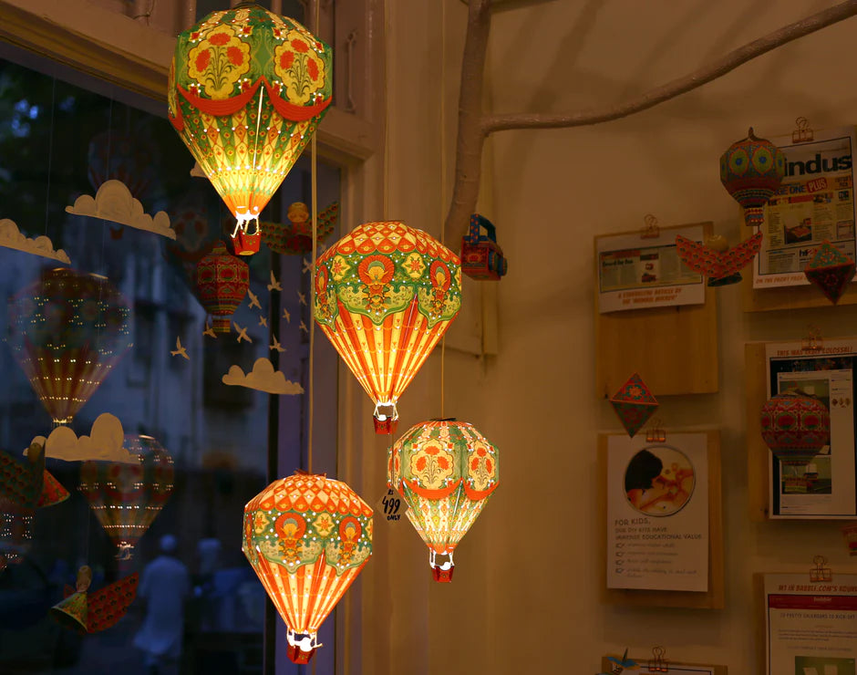 Blue Hot Air Balloon DIY Paper Lamp Shade