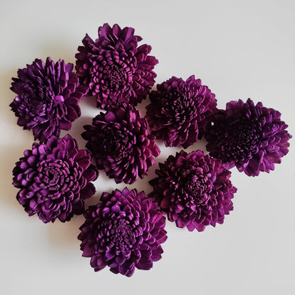 Dark Purple Zinnia Flowers (Wire Stem included)