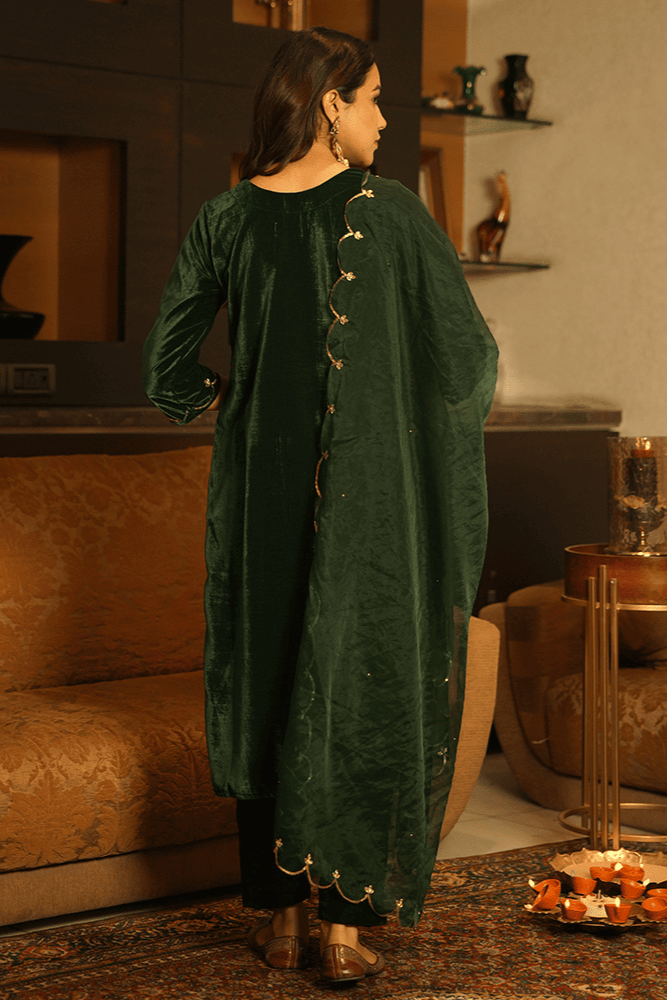 Emerald Green Velvet Suit Set